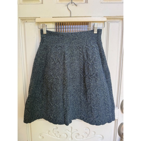 Moth Dresses & Skirts - Moth Anthropologie Blue Gray Wool Cable Knit Mini Skirt Womens Size XS